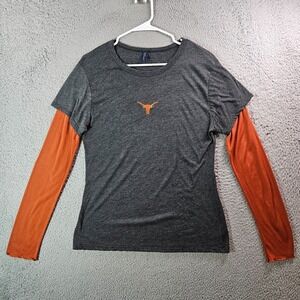 Social Awareness Tee Top Women XL Long‎ Horn Embroidered Texas Stretch